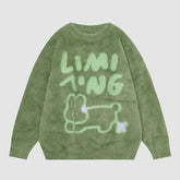 Pullover mit flauschigem Kaninchenmuster