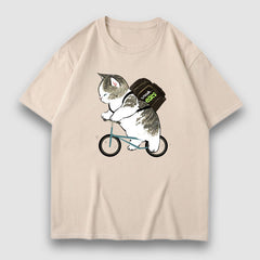 T-Shirt mit süßem Katzen-Cartoon-Print