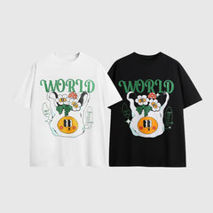 Camiseta estampada con flores sonrientes