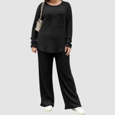 Conjunto de punto de color liso de talla grande