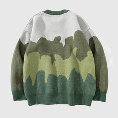 Pullover mit Farbblockdesign und Baummuster