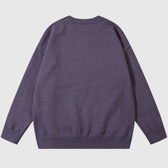 Suéter bordado con estampado de conejo de dibujos animados