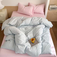 Chloe Pastel Candy Cotton Bedding Set - Blue