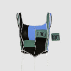 Camiseta sin mangas irregular con contraste de color