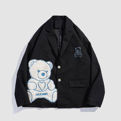 Blazer de patchwork con estampado de oso