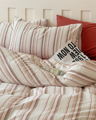 Parker Minimalist Striped Bedding Set - Red