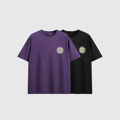 Camiseta texturizada con estampado de girasoles