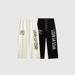 Pantalones anchos con estampado de letras de hip-hop