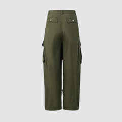 Pantalones cargo plisados con parche de bolsillo lateral