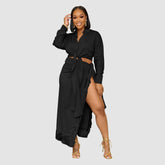 Conjunto de camisa y falda con cordones y borlas