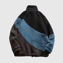 Warmer Baumwollmantel mit Farbblock-Lammfellfutter