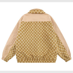 Karierte Patchwork-Jacke mit Stickerei