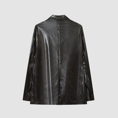 Blazer de piel sintética de cocodrilo