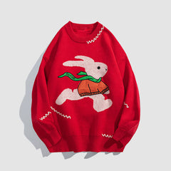 Suéter con patrón de conejo y bufanda