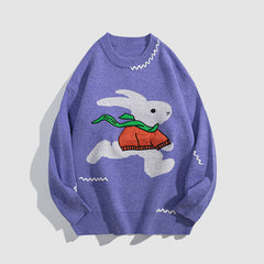 Suéter con patrón de conejo y bufanda