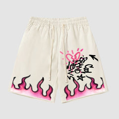Hip Hop Shorts mit Flammen-Print