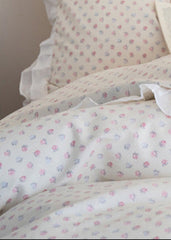 Annie Lace Ruffle Floral Bedding Set - Peach Pink