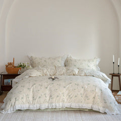 Annie Lace Ruffle Floral Bedding Set - Pink Beige