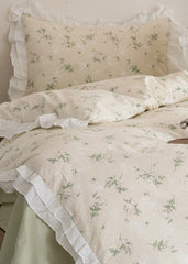 Annie Lace Ruffle Floral Bedding Set - Green