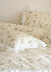 Annie Lace Ruffle Floral Bedding Set - Green