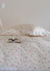 Annie Lace Ruffle Floral Bedding Set - Pink Beige