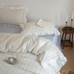 Annie Lace Ruffle Floral Bedding Set - Blue