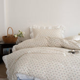 Annie Lace Ruffle Floral Bedding Set - Cream Blue