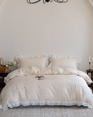 Annie Lace Ruffle Floral Bedding Set - Light Blue
