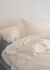 Annie Lace Ruffle Floral Bedding Set - Light Blue