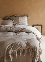 Audrey Retro Lace Embroidered Bedding Set - Dark Brown