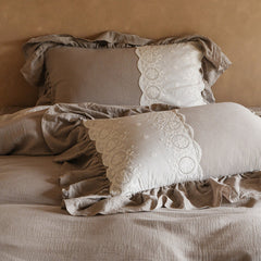 Audrey Retro Lace Embroidered Bedding Set - Dark Brown