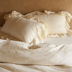 Audrey Retro Lace Embroidered Bedding Set - Beige