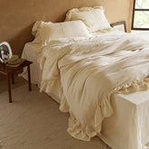 Audrey Retro Lace Embroidered Bedding Set - Beige