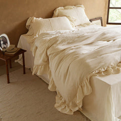 Audrey Retro Lace Embroidered Bedding Set - Beige