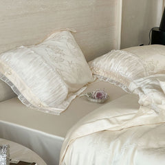 Aurora Lace Floral TENCEL Bedding Set - Beige