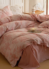 Bonnie Ribbon Bow Tie Floral Bedding Set - Pink