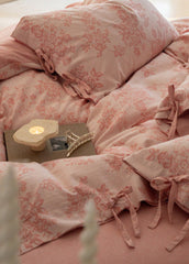 Bonnie Ribbon Bow Tie Floral Bedding Set - Pink