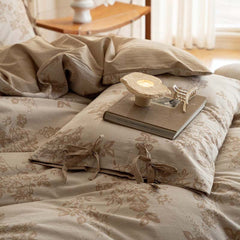 Bonnie Ribbon Bow Tie Floral Bedding Set - Khaki
