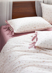 Celia Cottage Ribbon Bow Tie Floral Bedding Set - Pink