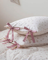 Celia Cottage Ribbon Bow Tie Floral Bedding Set - Pink