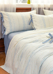 Celia Cottage Ribbon Bow Tie Floral Bedding Set - Blue