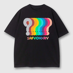 Camiseta con preguntas coloridas