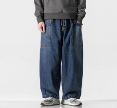 Jeans de pierna ancha con diseño plisado