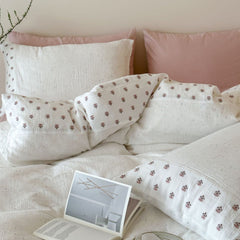 Delilah Floral Double Gauze Bedding Set - White