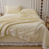 Ellie Lace Ruffle Quilted Bedding Set - Yellow