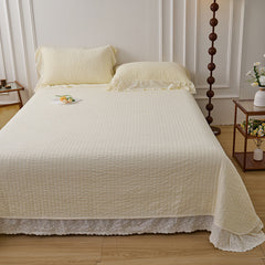 Ellie Lace Ruffle Quilted Bedding Set - Yellow
