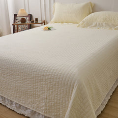 Ellie Lace Ruffle Quilted Bedding Set - Yellow