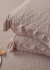 Ellie Lace Ruffle Quilted Bedding Set - Brown
