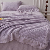Ellie Lace Ruffle Quilted Bedding Set - Purple