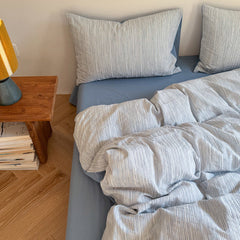 Emma Duo Striped Jacquard Bedding Set - Blue